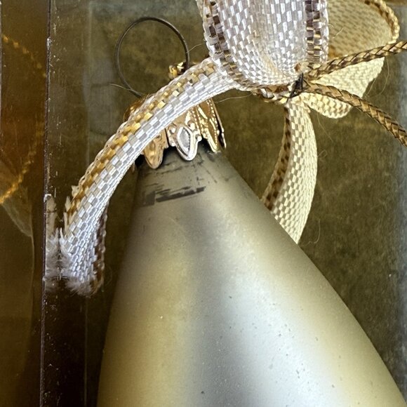 Vintage West Germany Gold Floral Glass Teardrop Christmas Ornaments 6” Set Of 2 - Picture 5 of 9